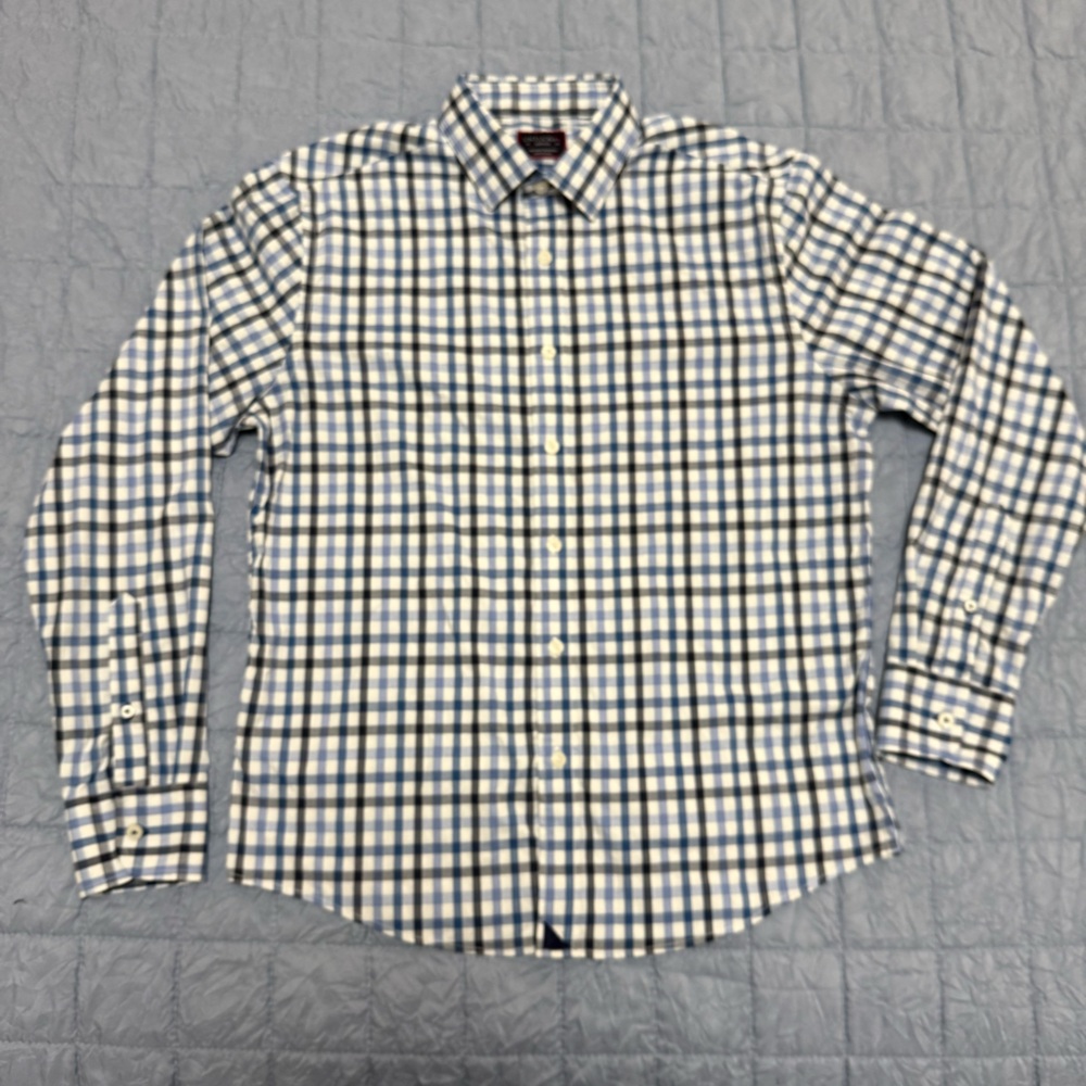 UNTUCKit Navy and White Plaid Casual Shirt